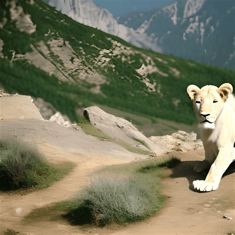 White Lion Roar in the Mountain · Creative Fabrica