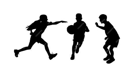 Premium Vector | Kids playing basketball silhouette