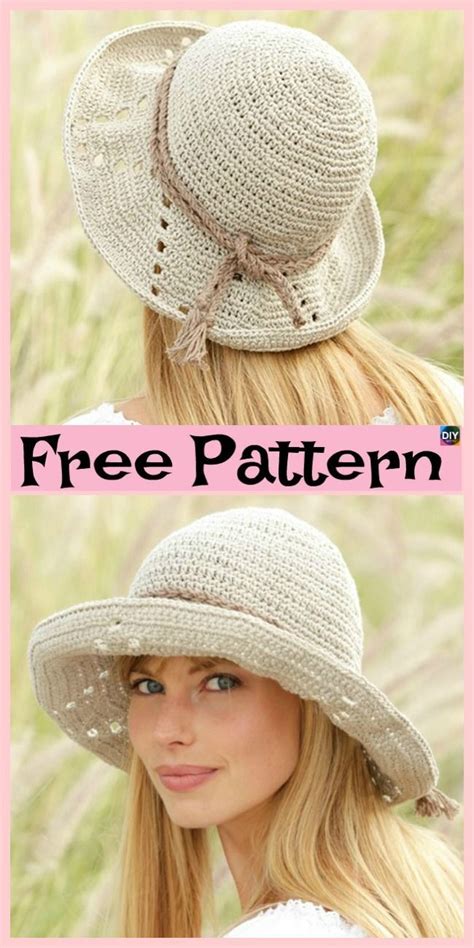 15 Amazing Crocheted Sun Hat Free Patterns | Crochet hats free pattern ...