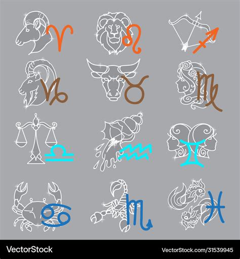 Zodiac signs month Royalty Free Vector Image - VectorStock