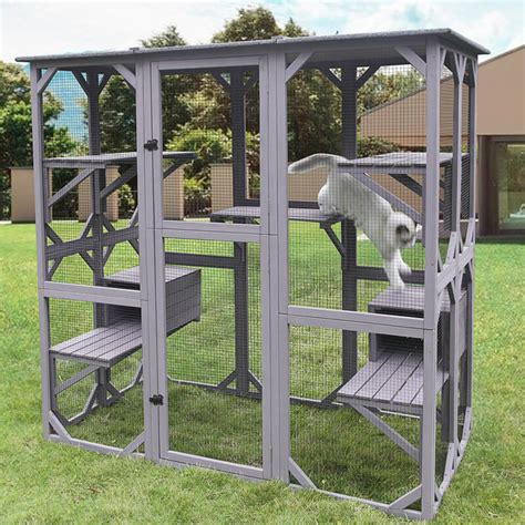 Aivituvin Walk-in Style Extra Large Cat Enclosure with Platforms and ...