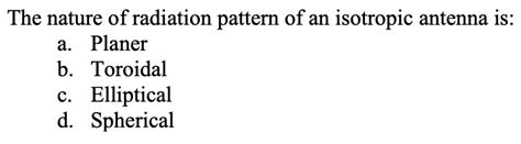 Solved The nature of radiation pattern of an isotropic | Chegg.com