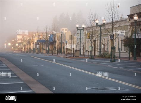 Main street, Novato, California on a foggy morning Stock Photo - Alamy