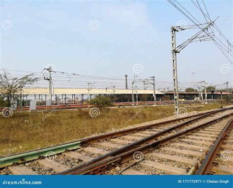 Railway station in India stock image. Image of shelter - 171772971