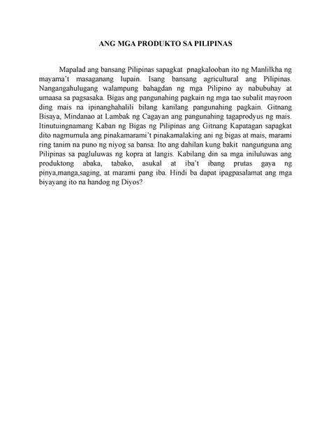 ANG MGA Produkto SA Pilipinas - ANG MGA PRODUKTO SA PILIPINAS Mapalad ang bansang Pilipinas ...