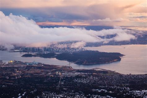 Vancouver Skyline Aerial Cloudy Sunset - Toby Harriman