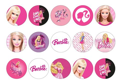 Printed edible cupcake toppers and cake toppers with Barbie images ...