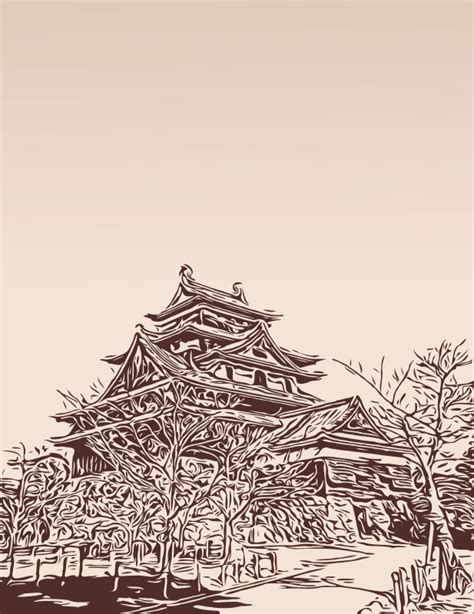 Japanese Castle Sketch - Openclipart