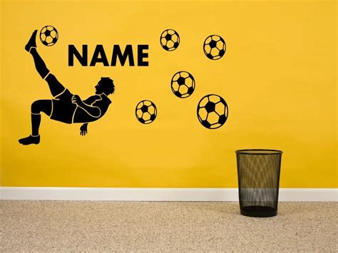 Football Player Personalised Boys Name Footballs Vinyl Wall Sticker ...