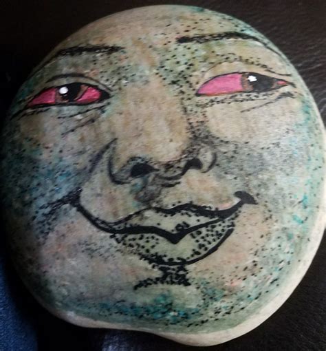 The man in the moon rock painting by Rebeca Page | Moon rock, Painted rocks, Rock