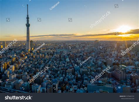 Aerial View Sunrise Tokyo City Skylinejapan Stock Photo 1579665151 ...