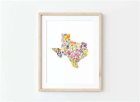 Texas Watercolor Art Print, Texas Flower Art, Watercolor Painting ...