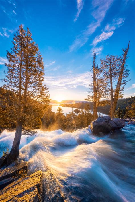 Snow melt rushing to Lake Tahoe. Lake Tahoe, CA. [OC] [1367x2048] : r ...