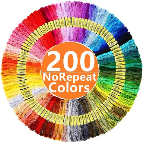 Embroidery Thread 200 Colors 100% Cotton Thread No Repeat Premium ...