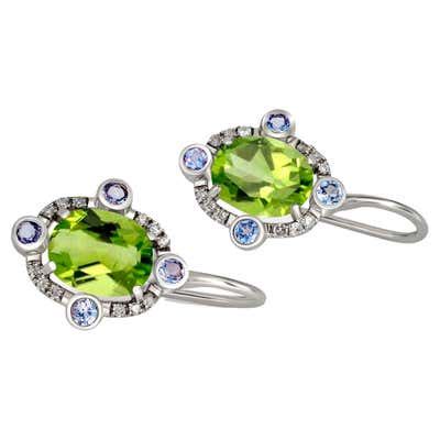 4.04 Carats Round Peridot and Diamond Plique a Jour Earrings in Platinum and 14K at 1stDibs | 1 ...