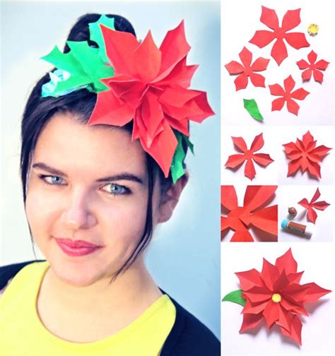 Poinsettia printable template and tutorial at https://happythought.co.uk/product/holiday-craft ...