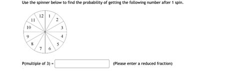 Solved Use the spinner below to find the probability of | Chegg.com