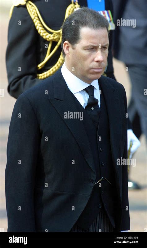 Viscount Linley walks in the procession, that carries the coffin of Queen Elizabeth, the Queen ...