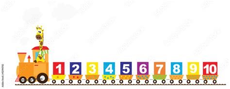 math train for children with giraffe and numbers 1-10 Stock Vector | Adobe Stock