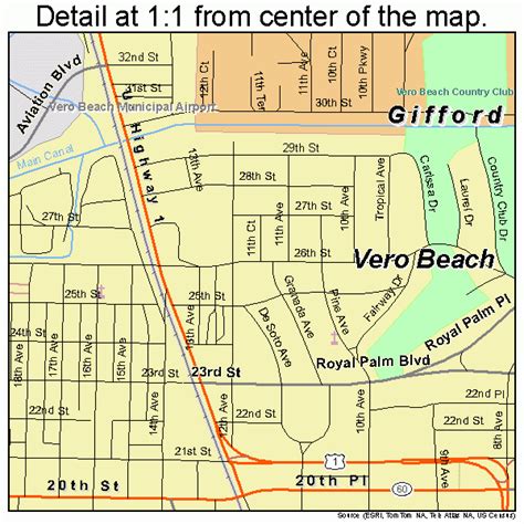 Vero Beach Florida Street Map 1274150 | Beach Map