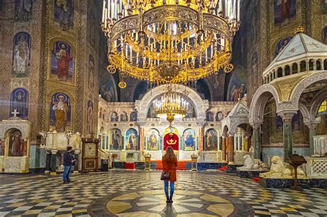 Inside Alexander Nevsky Cathedral, Sofia, Bulgaria.