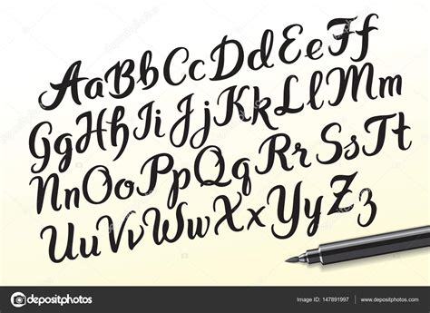 Hand drawn brushpen alphabet letters — Stock Vector © nrey_ad #147891997