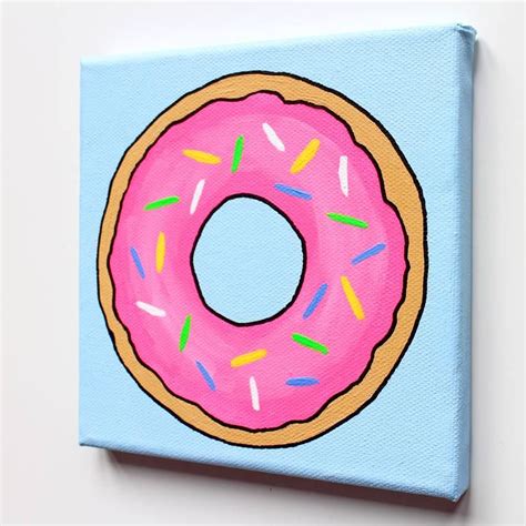 Donut Pop Art Painting On Miniature Canvas Painting | Kids canvas art ...