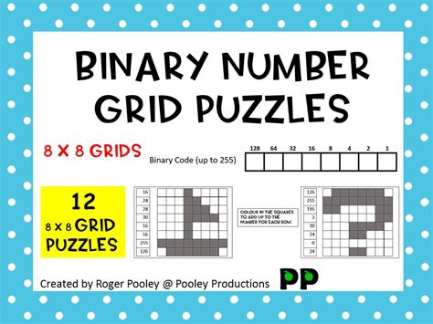 Binary Number Grid Puzzles - 8 x 8 grids | Teaching Resources