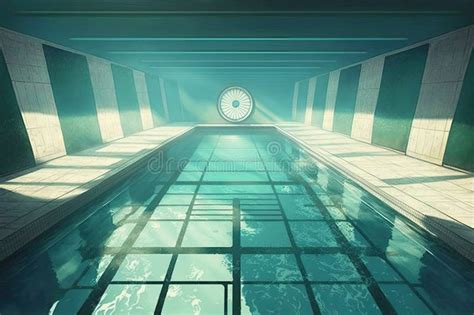 Swimming Pool with Underwater View of Swimming Lanes and Diving Boards Stock Illustration ...