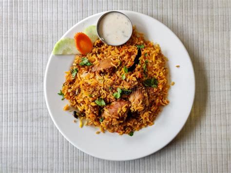 Chicken Biryani with raita stock photo. Image of sauce - 129095962