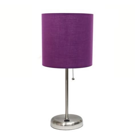 LimeLights Silver Metal Stick Lamp w/ USB Port with Purple Shade, 1 - Kroger
