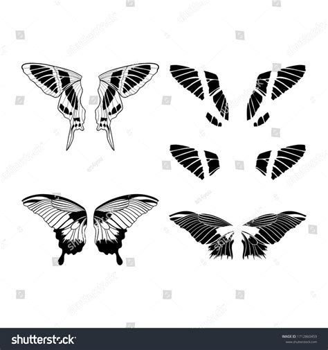 Butterfly Wings Tattoo Isolated Vector Butterflies Stock Vector ...