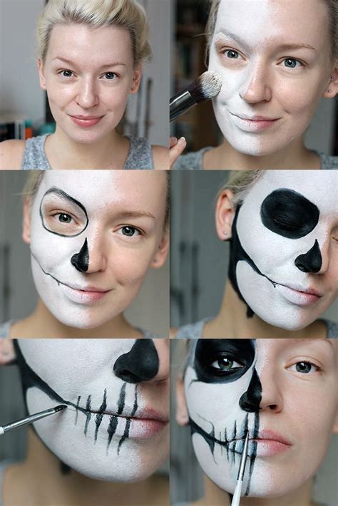 Tutorial | Simple Half Skull Glam Make-up Halloween Make-up (Zoe ...