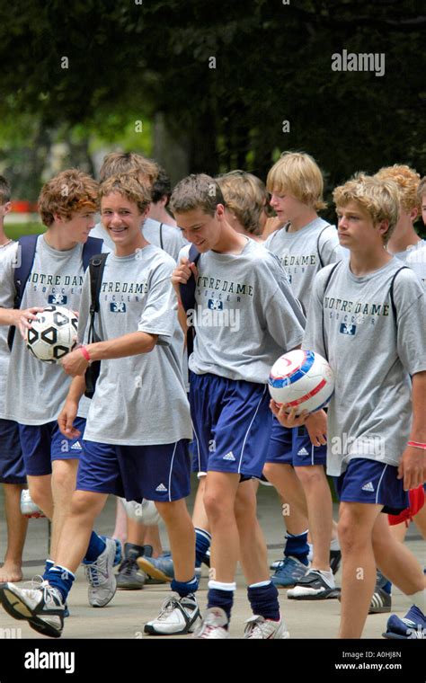 Teenage boys soccer team at the University of Notre Dame Summer Camp Stock Photo, Royalty Free ...