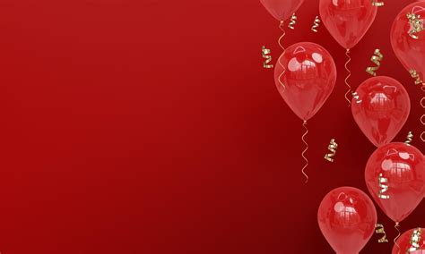 Premium Photo | Red background with realistic red balloons celebration 3d render