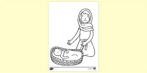 Colouring Page of Miriam and Baby Moses | Colouring Sheets