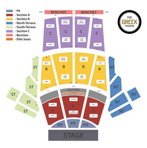 seating map for the greek theatre