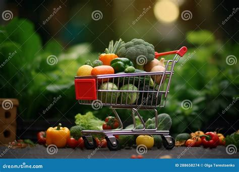 A Shopping Cart with Fruits and Vegetables. Generative AI Stock Illustration - Illustration of ...