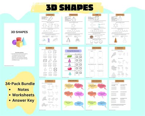 3D Shapes Worksheets - Etsy