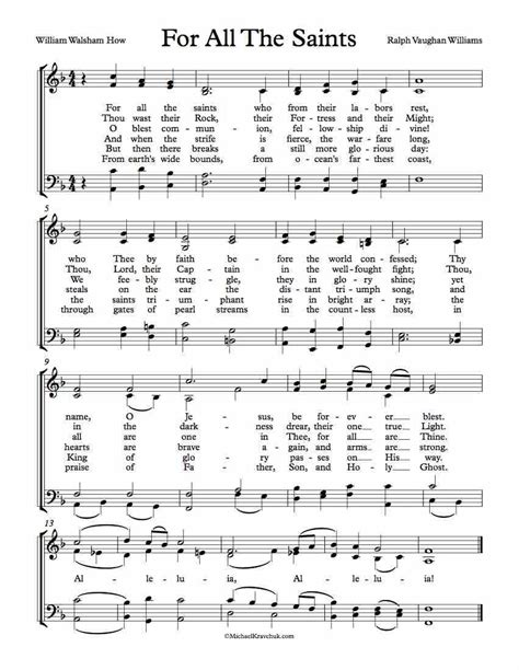 Free Choir Sheet Music - For All The Saints by Ralph Vaughan Williams ...