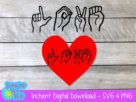 Love ASL American Sign Language SVG PNG cut file instant | Etsy