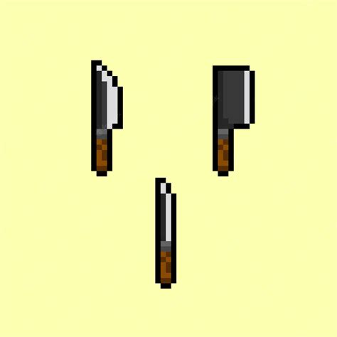 Premium Vector | Knife set with pixel art style