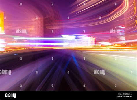 Speed motion in urban highway road tunnel Stock Photo - Alamy