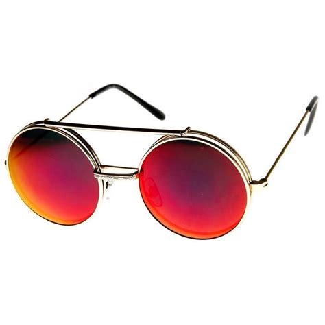 Limited Edition Red Mirror Flip-Up Lens Round Circle Django Sunglasses ...