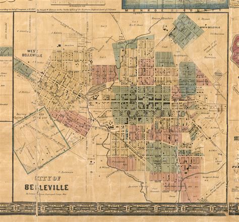 Belleville Village - St Clair Co., Illinois 1863 Old Town Map Custom Print - St. Clair Co. - OLD ...