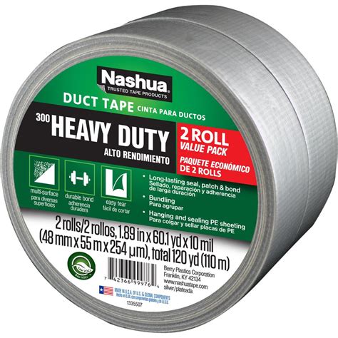 Nashua Tape 1.89 in. x 120 yd. 300 Heavy-Duty Duct Tape in Silver (2-Pack)-1207809 - The Home Depot