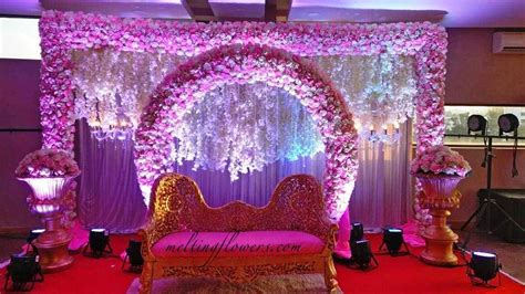 floral wreath backdrop decor | Stage decorations, Marriage decoration ...