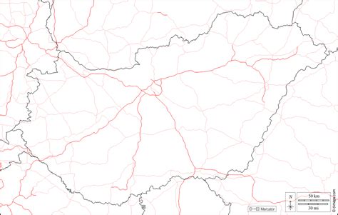 Hungary free map, free blank map, free outline map, free base map boundaries, roads, white