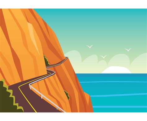 Mountain Road Illustration Vector Art & Graphics | freevector.com