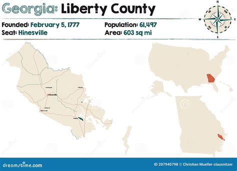 Map of Liberty County in Georgia Stock Vector - Illustration of america ...